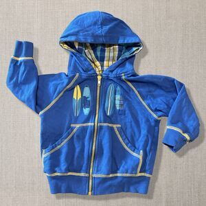 Kitestrings Hartstrings Surfboard Hoodie Jacket Blue Plaid 3T Boys
